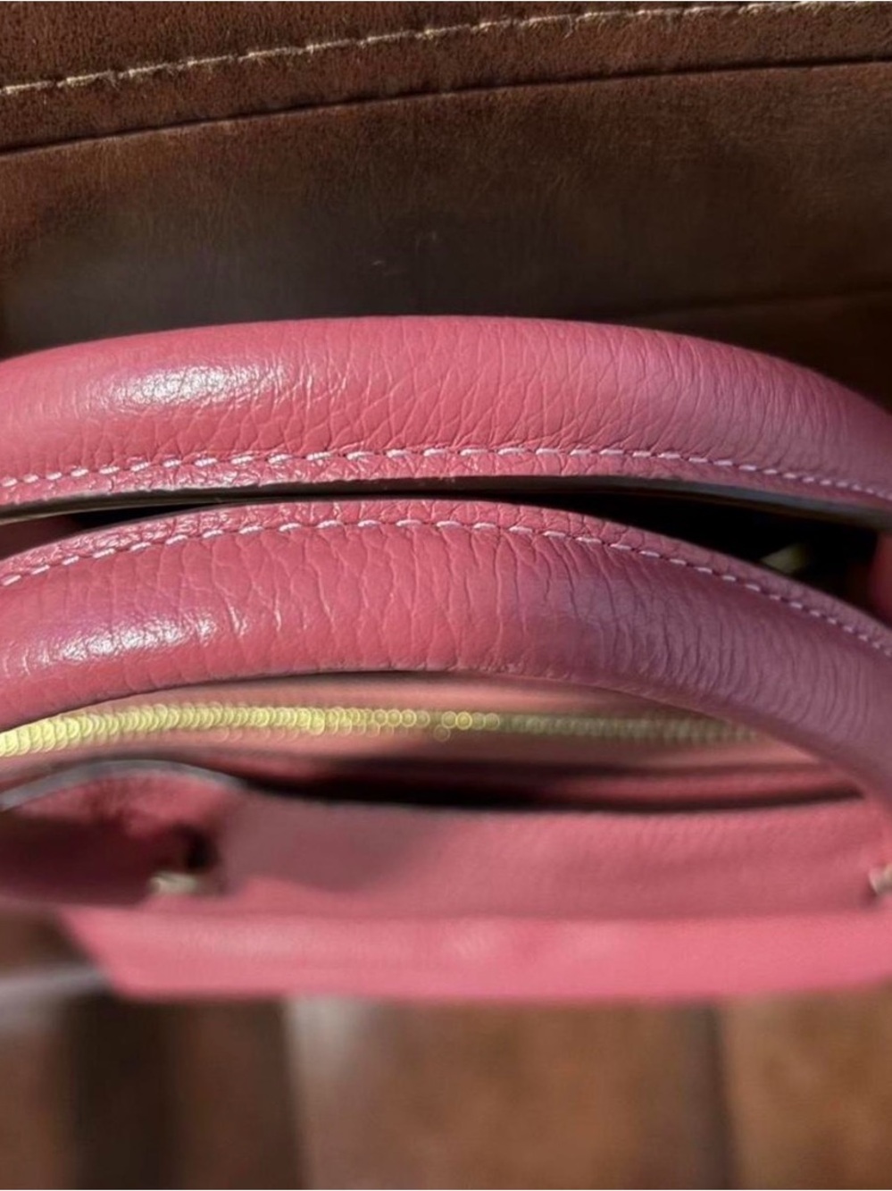 Coach Remi Dusty Pink Pebbled Leather Satchel Gold Hardware & Coach Apple Charm - Picture 6 of 13